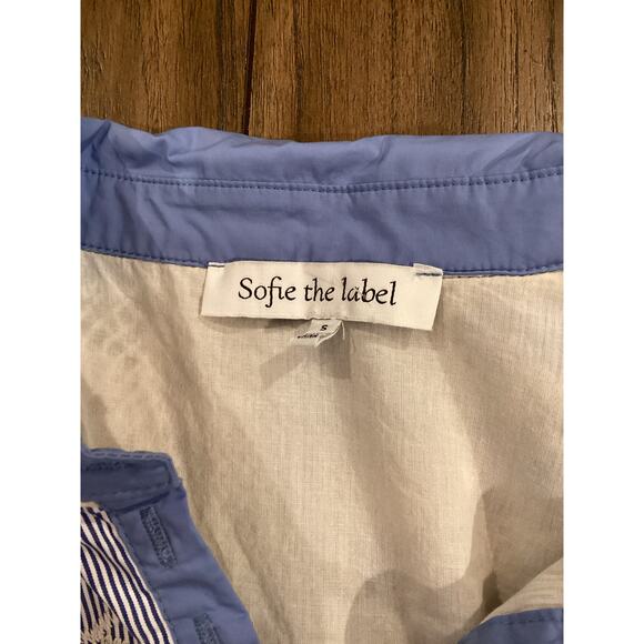 Sofie the Label Sydney Blue Knit Patchwork Mini Dress Collared Puff Sleeve S - Picture 6 of 10